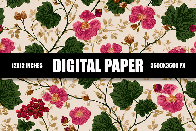 Floral Digital Paper example image 1