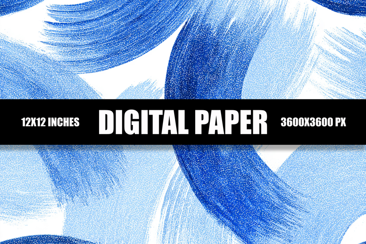 Blue Brush Strokes Digital Paper