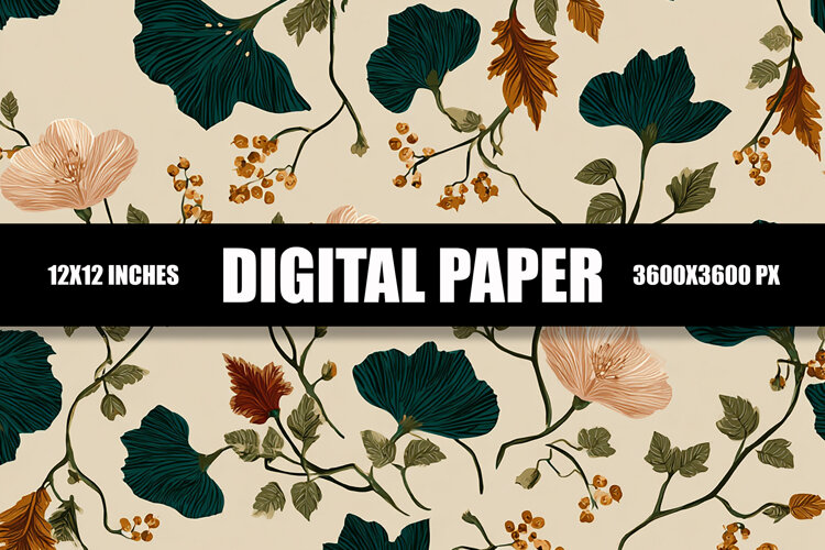 Floral Digital Paper example image 1