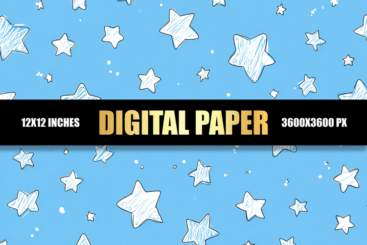 Doodles Stars Digital Paper
