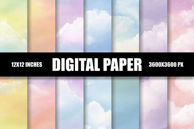 Cloudy Sky Digital Paper example image 1