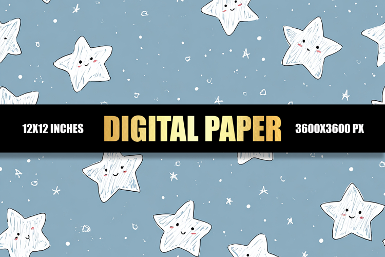 Doodles Stars Digital Paper