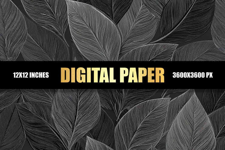 Black Leaves Digital Paper