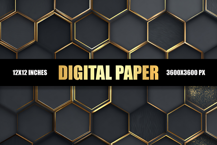 Black Hexagon Digital Paper
