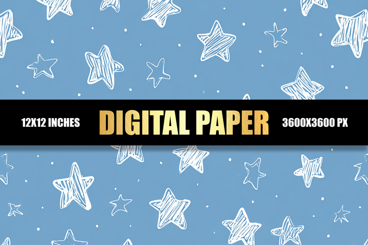 Doodles Stars Digital Paper