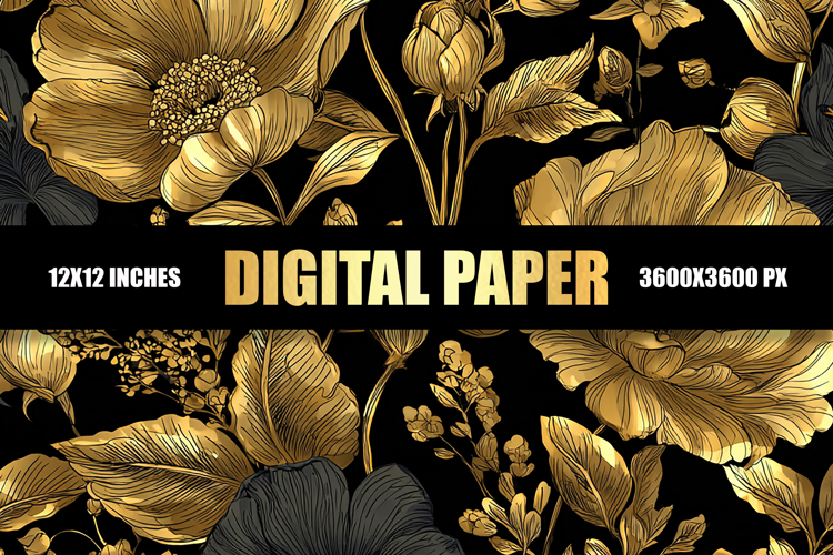 Golden Black Digital Paper