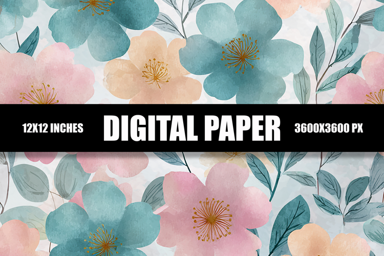 Watercolor Floral Digital Paper