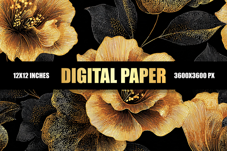 Golden Black Digital Paper
