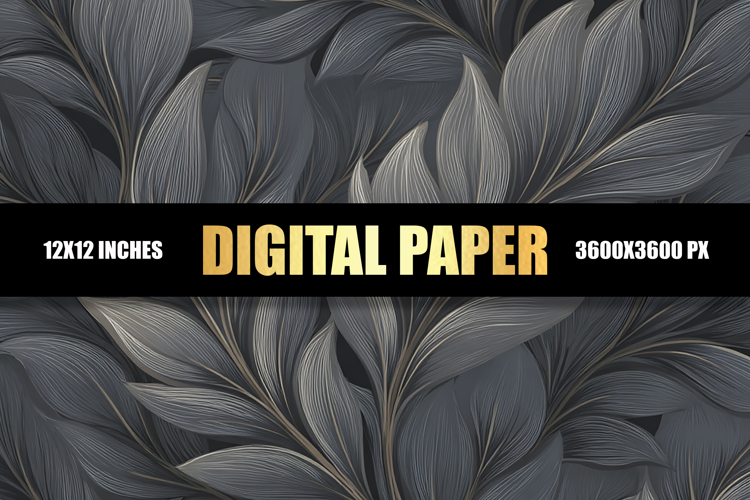 Black Leaves Digital Paper