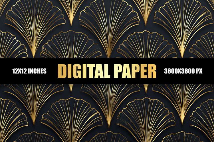 Gold Floral Digital Paper