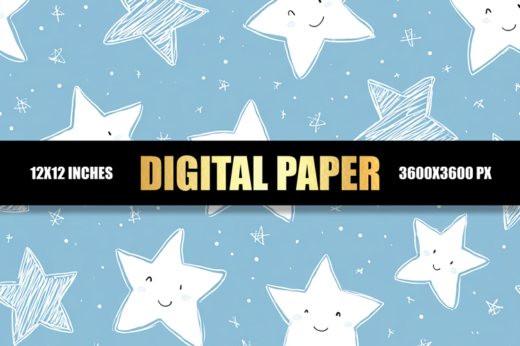 Doodles Stars Digital Paper