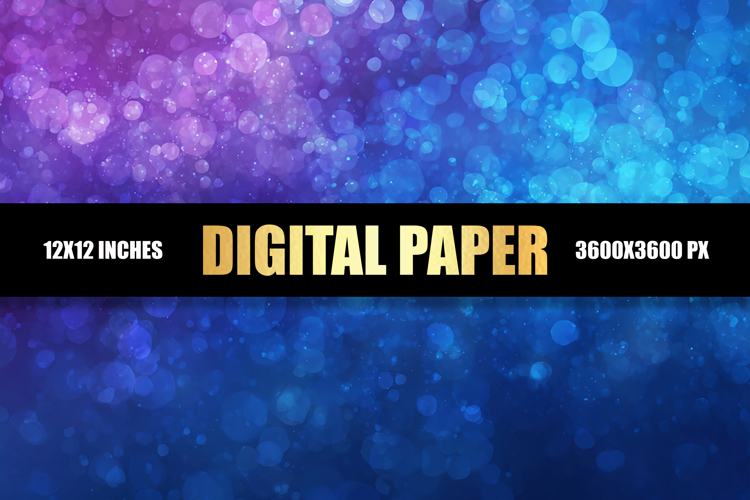 Blue Bokeh Digital Paper