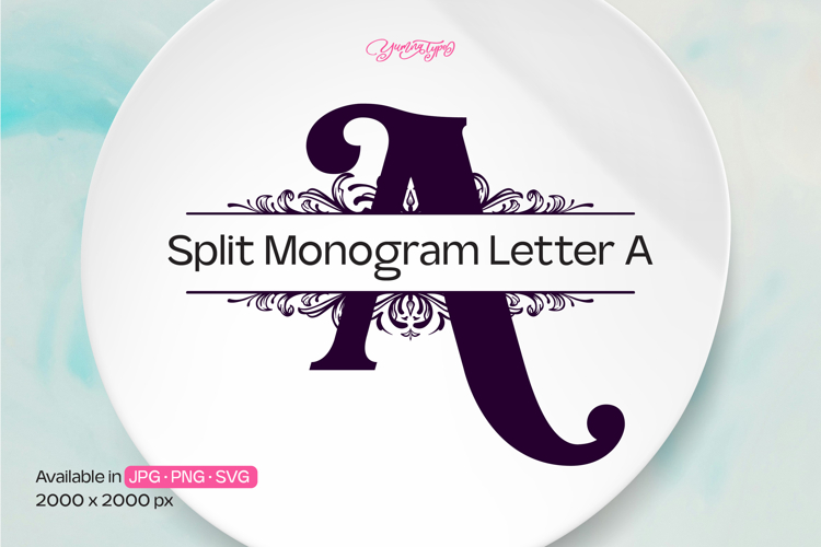 Flourish Ornament Split Monogram Letter A