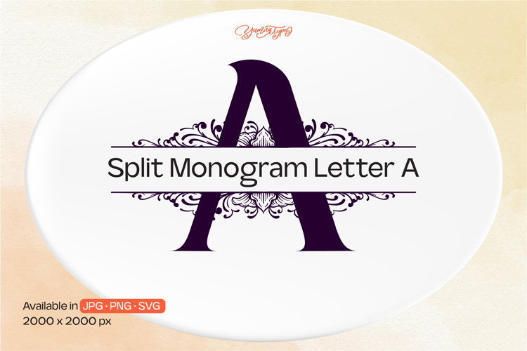 Ornament Split Monogram Letter A