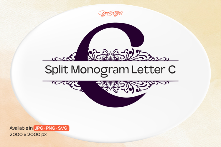Ornament Split Monogram Letter C