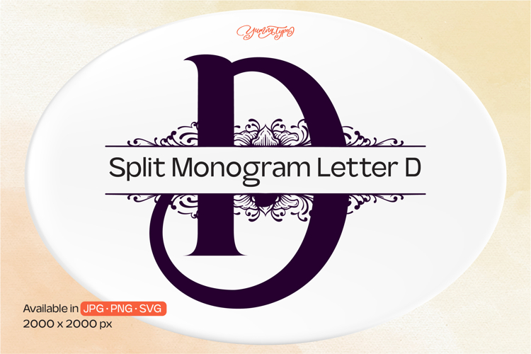 Ornament Split Monogram Letter D