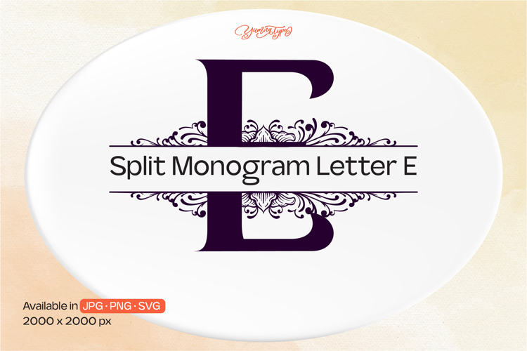 Ornament Split Monogram Letter E