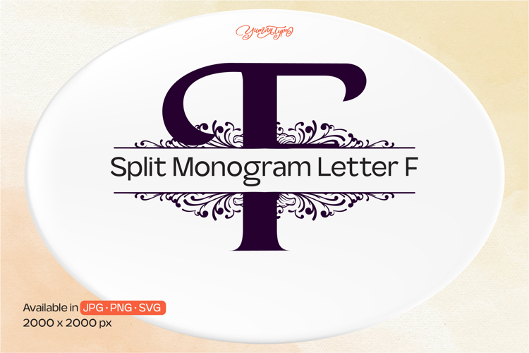 Ornament Split Monogram Letter F