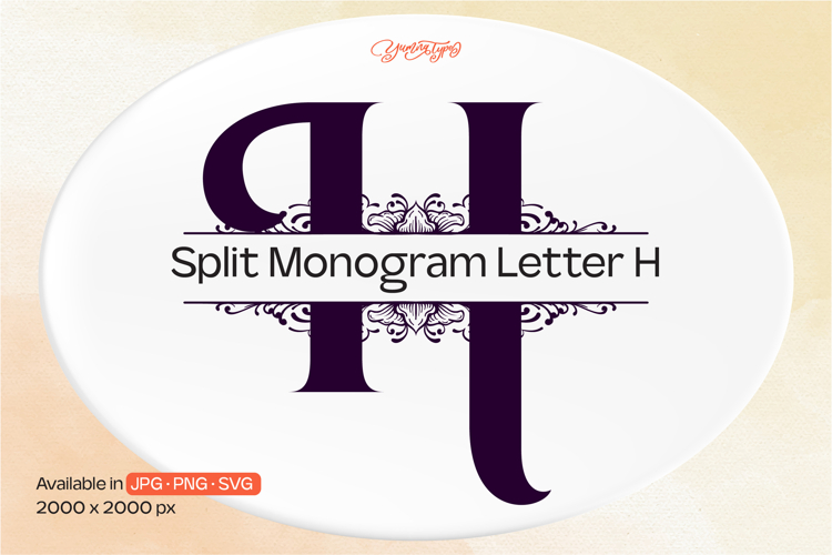 Ornament Split Monogram Letter H