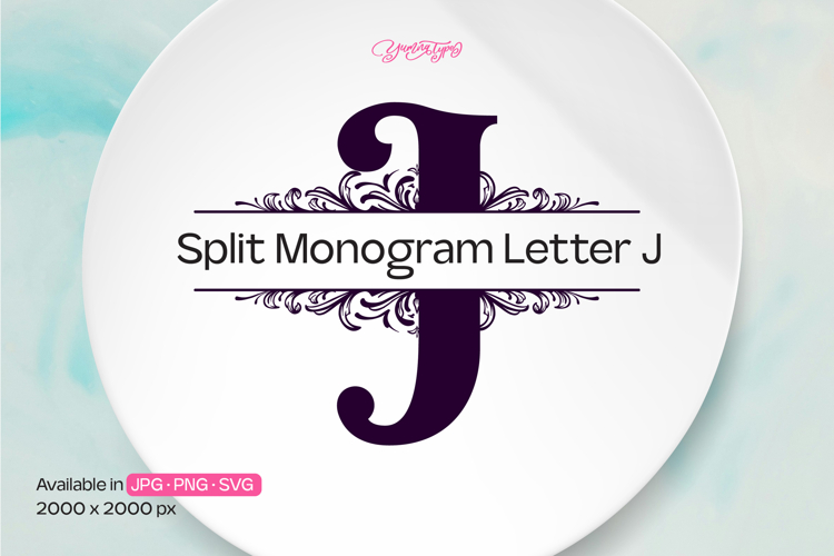 Flourish Ornament Split Monogram Letter J