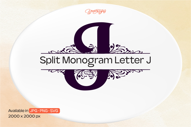 Ornament Split Monogram Letter J