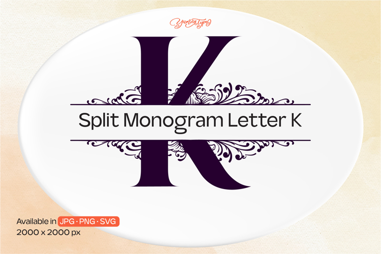 Ornament Split Monogram Letter K