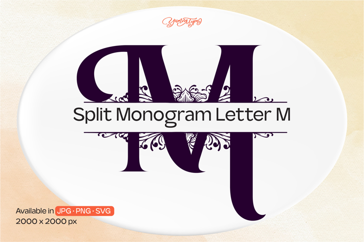 Ornament Split Monogram Letter M