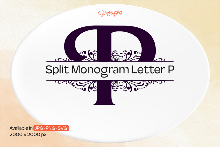 Ornament Split Monogram Letter P