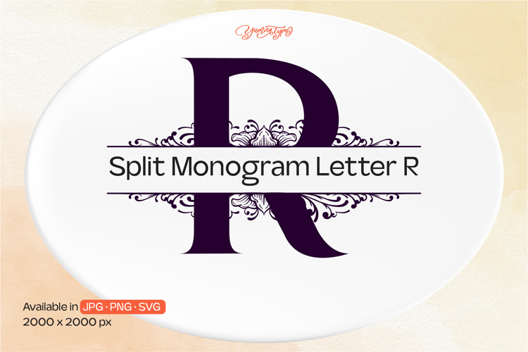 Ornament Split Monogram Letter R