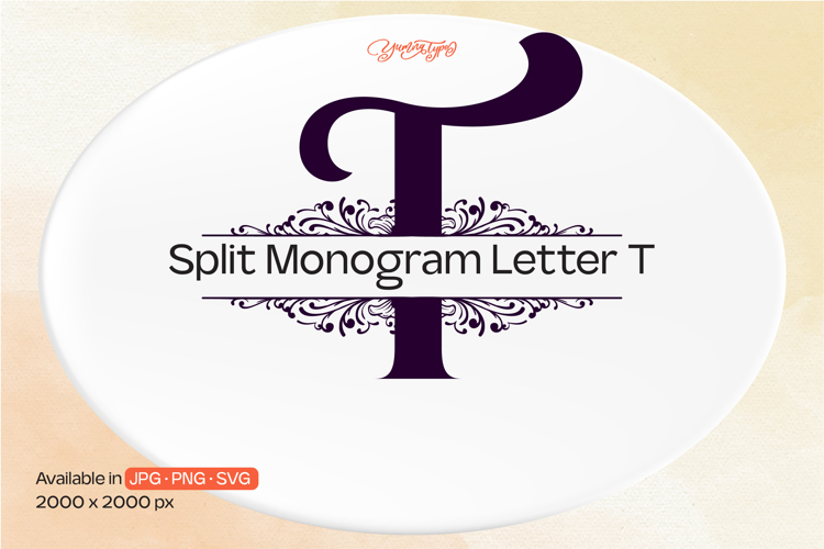 Ornament Split Monogram Letter T