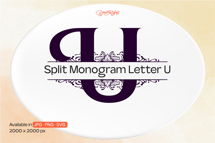 Ornament Split Monogram Letter U