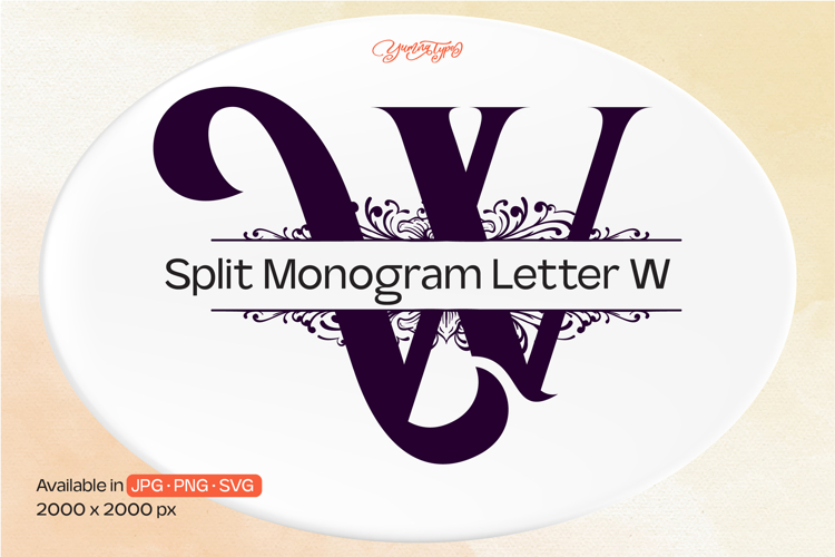 Ornament Split Monogram Letter W