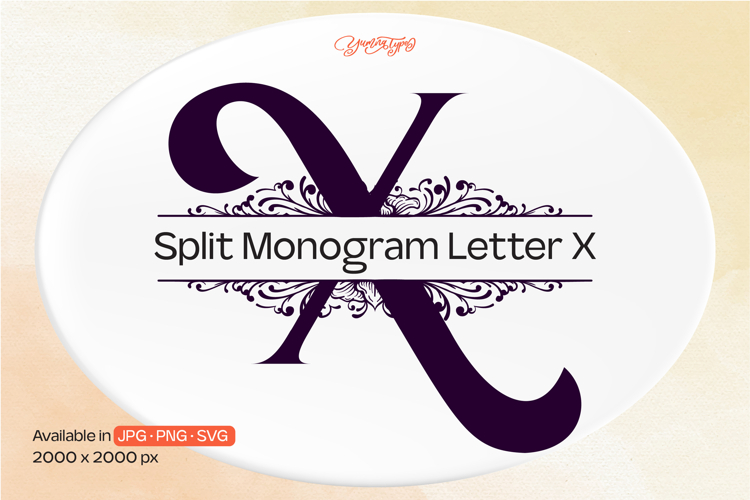 Ornament Split Monogram Letter X