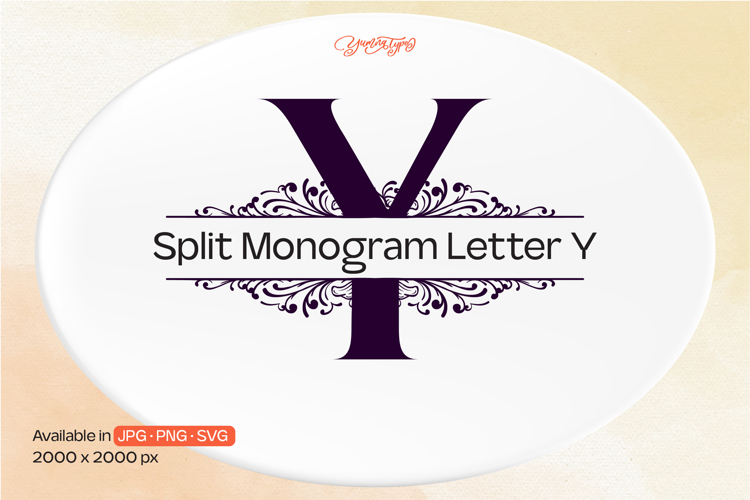 Ornament Split Monogram Letter Y
