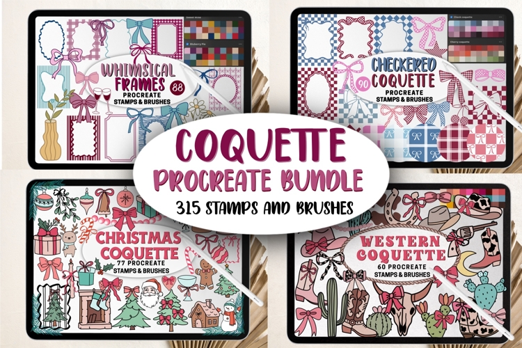 Coquette Procreate Stamps and Brushes Bundle