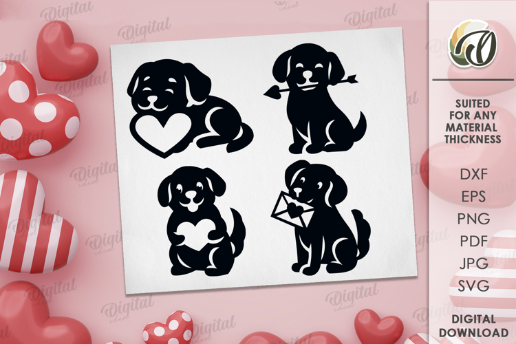 Valentines Day Elements. Sweet Puppy Elements SVG