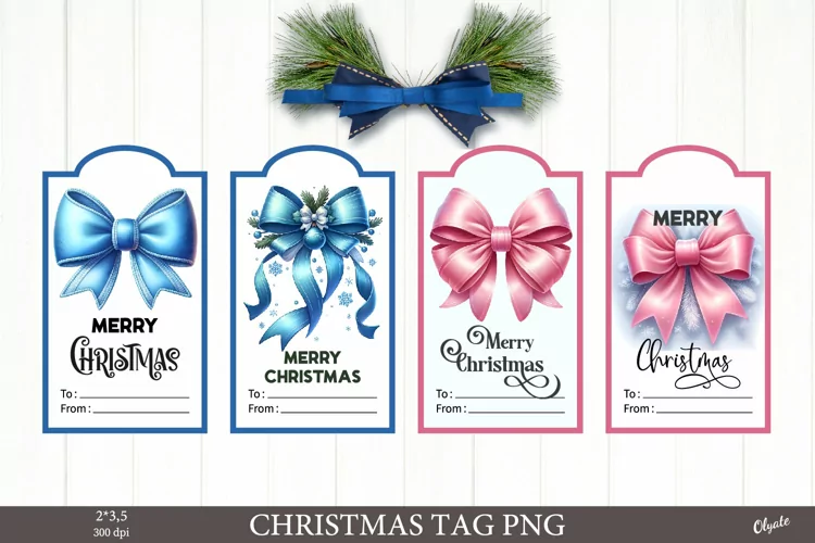 Bow Gift Tag. Coquette Gift Tag PNG. Christmas Gift Tag