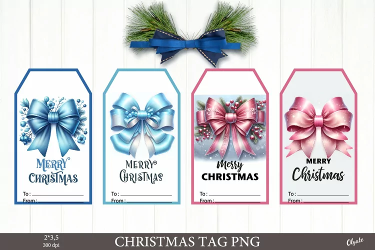 Bow Gift Tags. Coquette Gift Tags PNG. Christmas Gift Tag