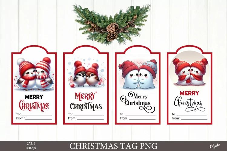 Cute Animal Christmas Tag. Christmas Gift Tags PNG