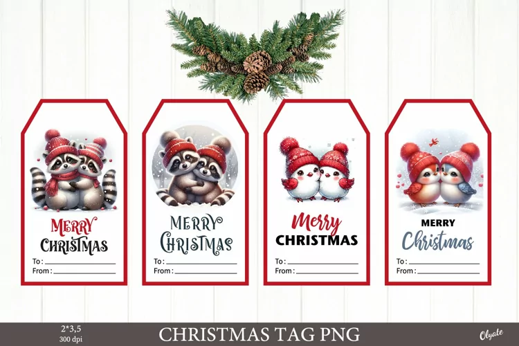 Printable Gift Tag PNG. Christmas Gift Tag. Animal Christmas