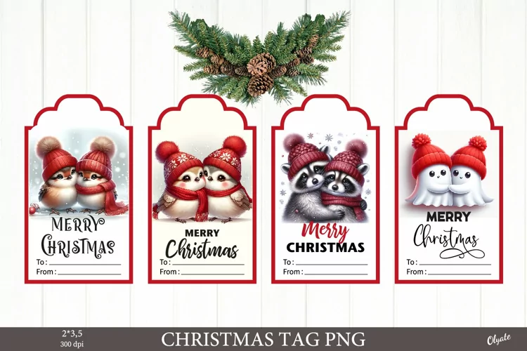 Christmas Gift Tag. Christmas Animal Gift Tags PNG