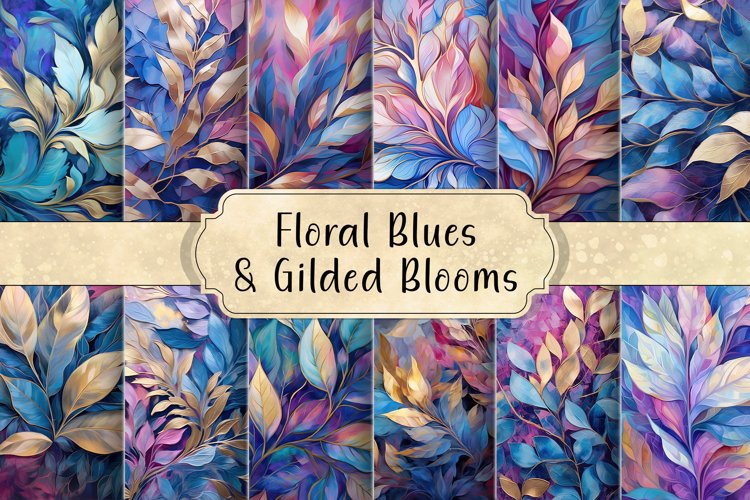 Floral Blues and Gilded Blooms