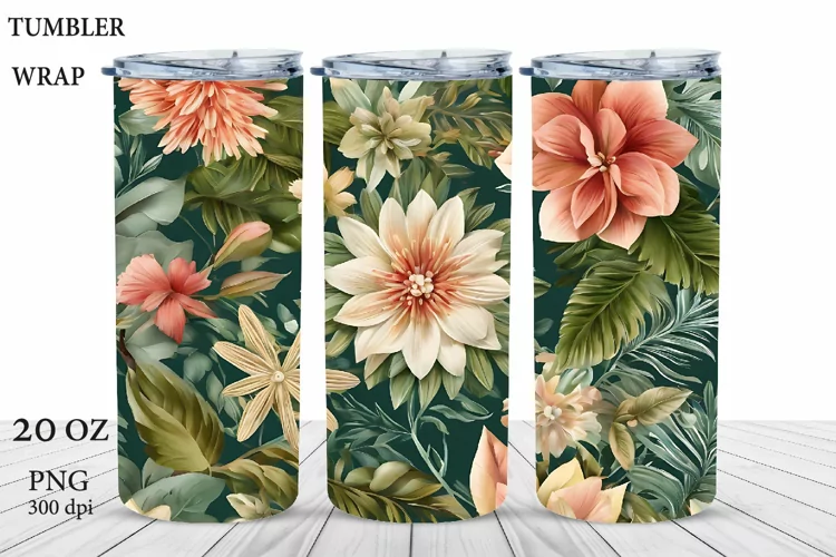 Floral Tumbler Sublimation PNG. 20 OZ Tumbler Wrap