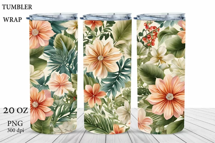 Floral Tumbler Sublimation. 20 OZ Tumbler Wrap PNG
