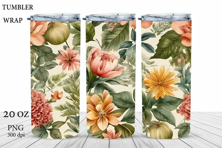 Beautiful Floral Tumbler Sublimation. 20 OZ Tumbler PNG