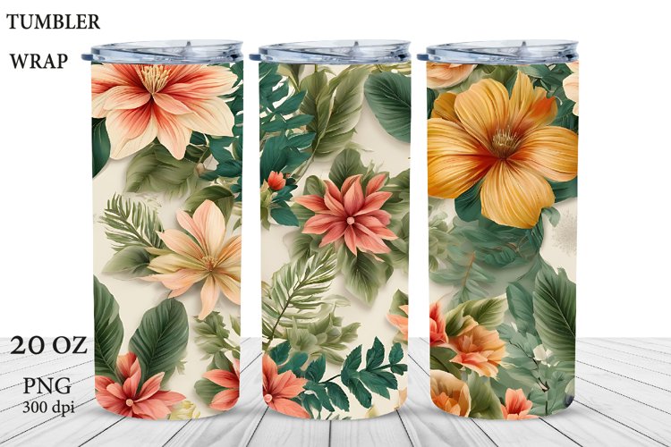 Floral Tumbler Sublimation. Tumbler Wrap PNG