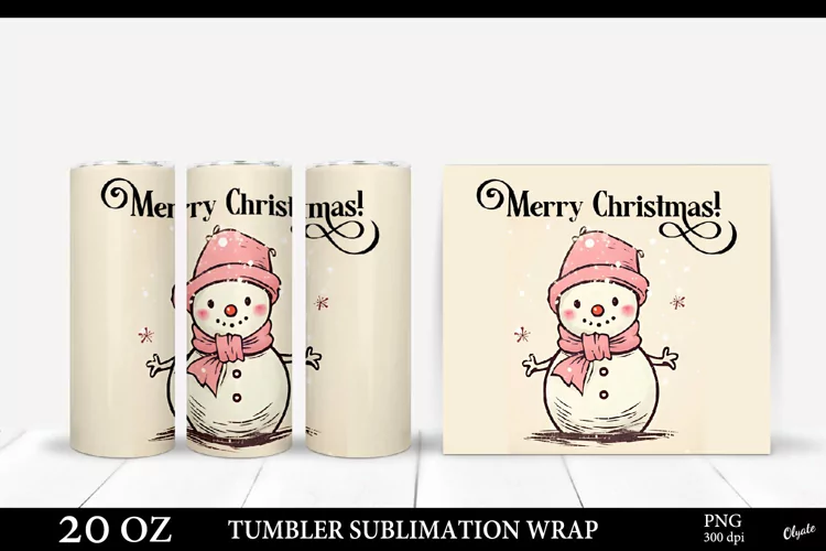Christmas Tumbler Wrap PNG. Snowman Tumbler Sublimation