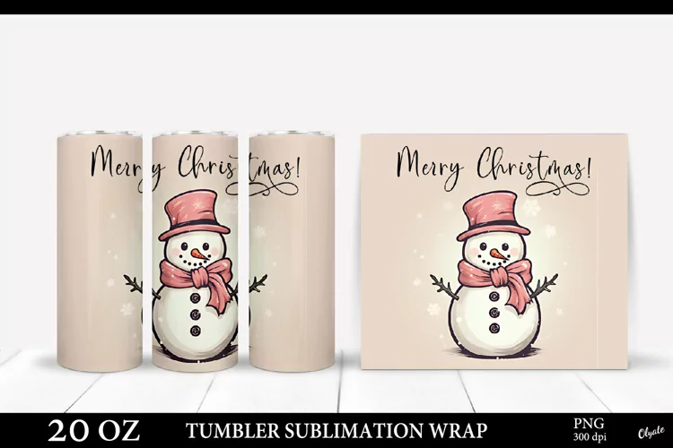 Christmas Tumbler Sublimation. Snowman Tumbler PNG