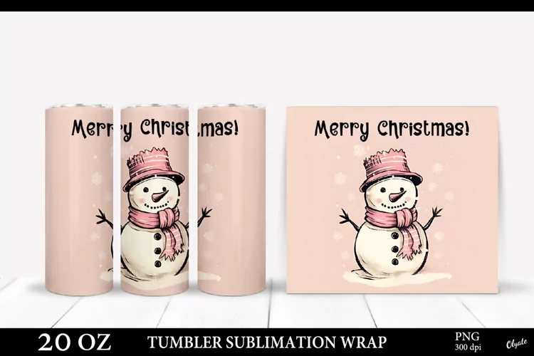 Christmas Tumbler Wrap PNG. Snowman Tumbler Sublimation