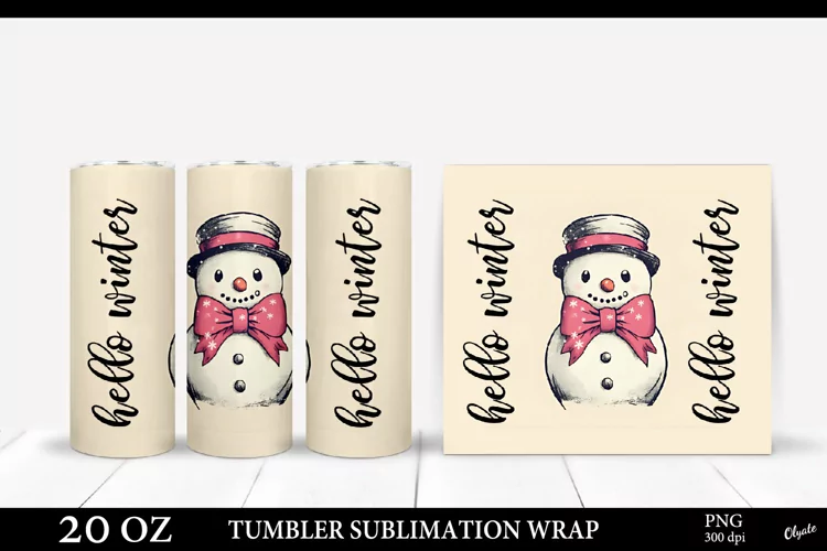 Christmas Tumbler Sublimation PNG. Snowman Tumbler PNG